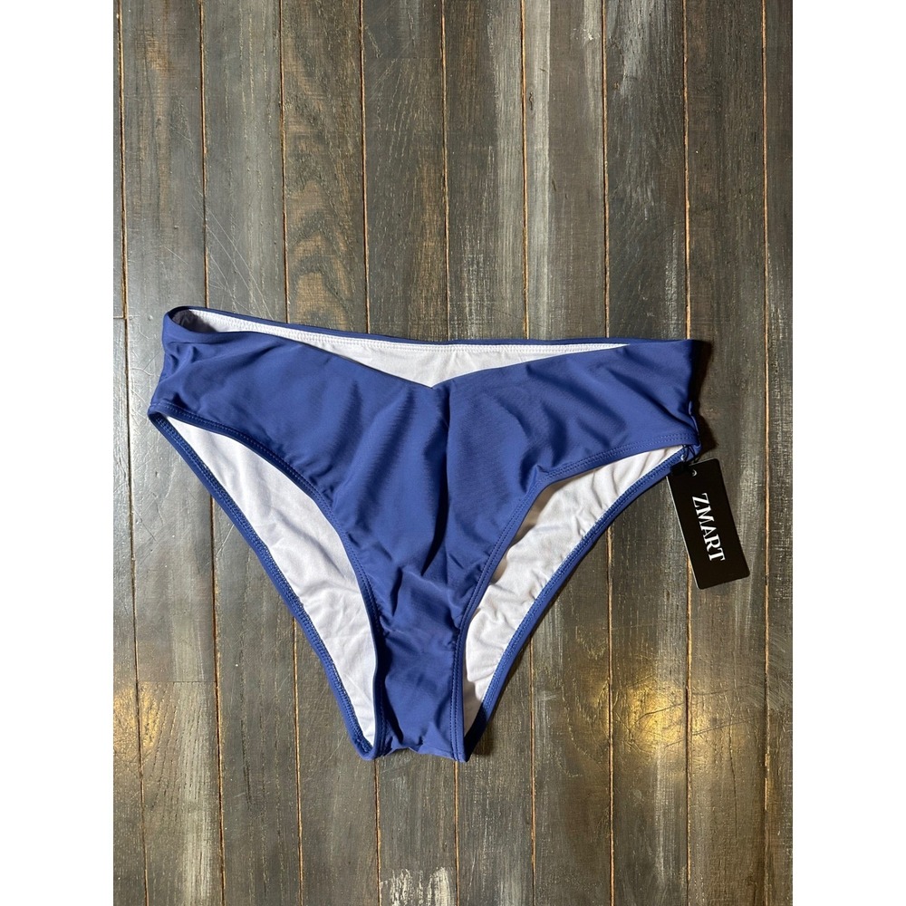 Zmart Womens Blue V-Cut High Leg Bikini Swimsuit Bottom‎